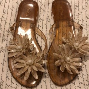 Size 6 jelly flip flops flowers